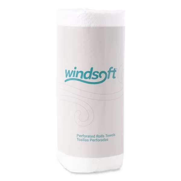 Perforated Roll Paper Towels, 2 Ply, 100 Sheets, 8.8", White, 30 PK, Windsoft, Mfr#: WIN1220CT