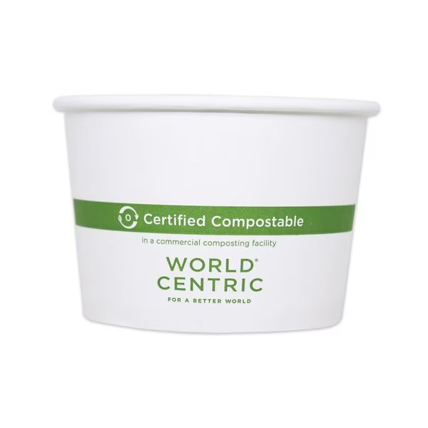 Paper Bowls, 4.4in dia x 3in, 16 oz, White, PK500, World Centric, Mfr#: BOPA16