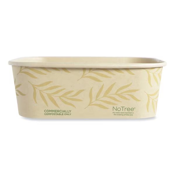 No Tree Rectangular Containers, 24 oz, 4.7 x 6.8 x 2.3, Natural, Sugarcane, 300PK, World Centric, Mfr#: CT-NT-24