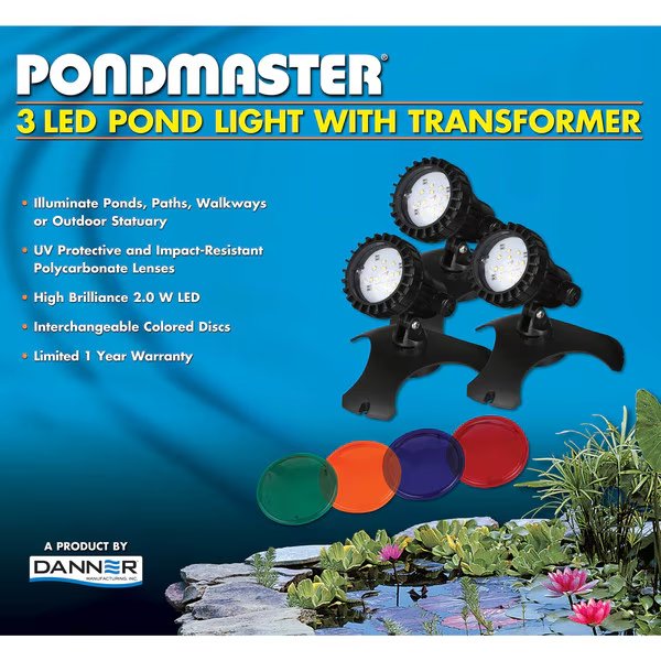 LED Pond Light (2-Lights) w/Photosensor & Transformer, Pondmaster, Mfr#: 02389