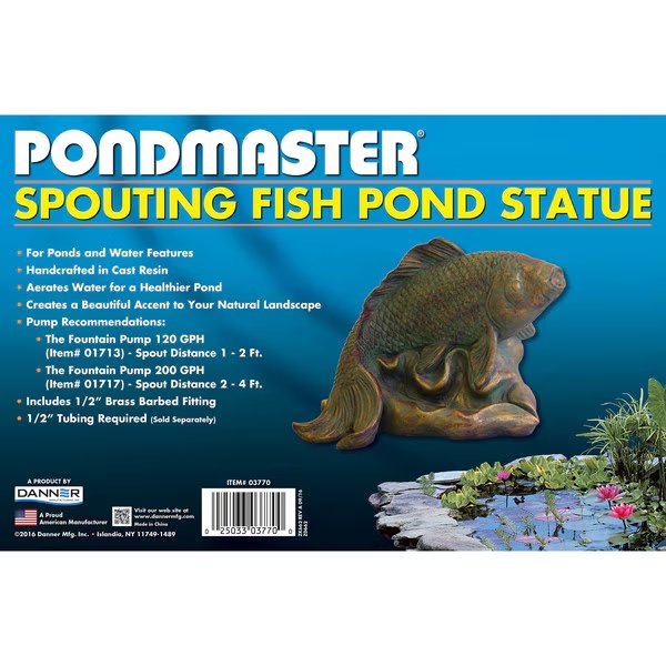 Fish Spouting Pond Statue, Cast in Resin, Coated Brass Brbd Fittings, Pondmaster, Mfr#: 03770
