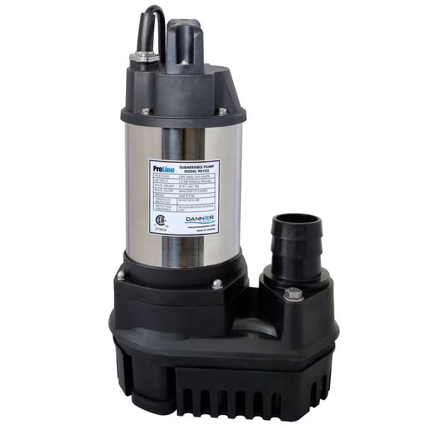 HFS 1/3 HP Submersible Pump. Continuous Duty, Solids Handling., Danner, Mfr#: 90104