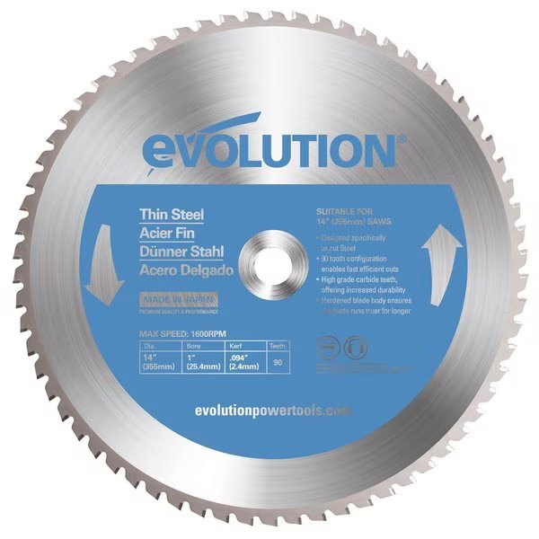 14" Thin Steel Cutting Blade, 1" Arbor, Evolution, Mfr#: 14BLADETS