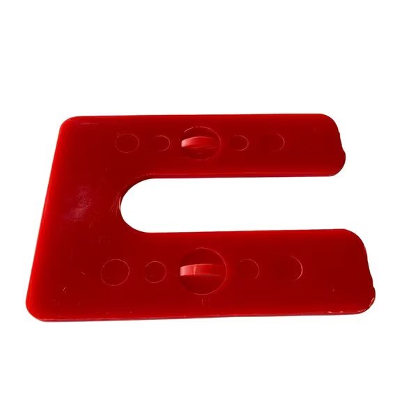 1/8", 4"L  x 3"W 7/8" Slot, Interlocking Square Horsehoe Plastic Shims Red  100pc/bag, Glazelock, Mfr#: Econo05