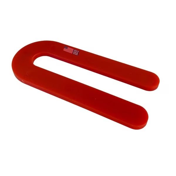 1/8" 3 1/2"L x 1-1/2"W 1/2" Slot, U-shaped Horseshoe Plastic Flat Shims Red  100pc/bag, Glazelock, Mfr#: Econo11