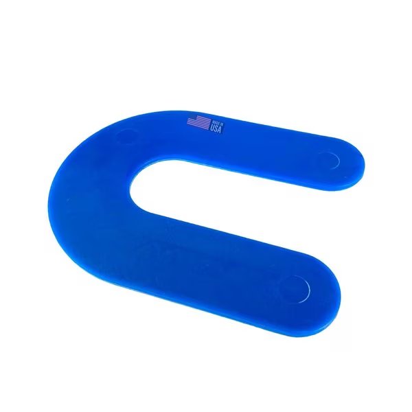 1/16" 2"L x 1 1/2"W 1/2" Slot, U-shaped Horseshoe Plastic Flat Shims Blue 100pc/bag, Glazelock, Mfr#: Econo15