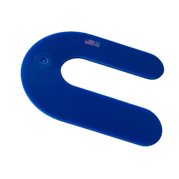 1/16" 3"L x 2 5/16"W 3/4" Slot, U-shaped Horseshoe Plastic Flat Shims Blue 100pc/bag, Glazelock, Mfr#: Econo20