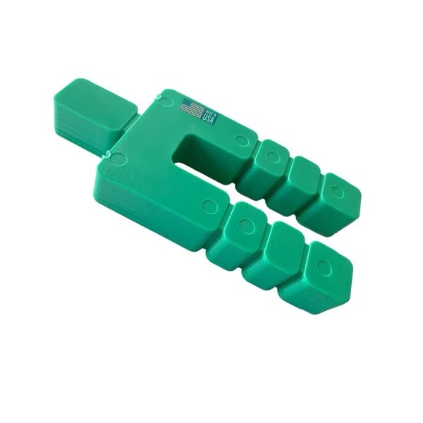 1/32", 4 3/16"L x 1 7/8"W 5/8" Snap-off Plastic Shims Green 1/2" stack 125stacks/2000pc/box, Glazelock, Mfr#: MS01