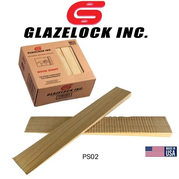 8" x 1-1/4" x 3/8" Prescored Natural Pine Wood Shims 120pk box, Glazelock, Mfr#: PS02