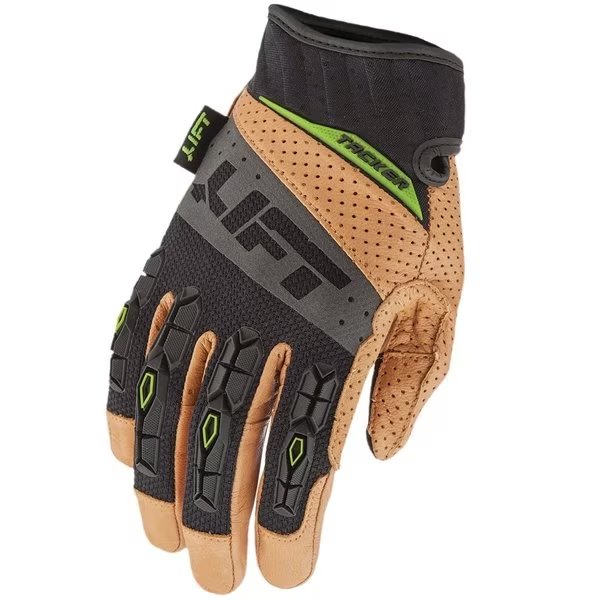TACKER Glove BrownBlack Genuine Leather AntiVibe, Lift Safety, Mfr#: GTA-17KBM
