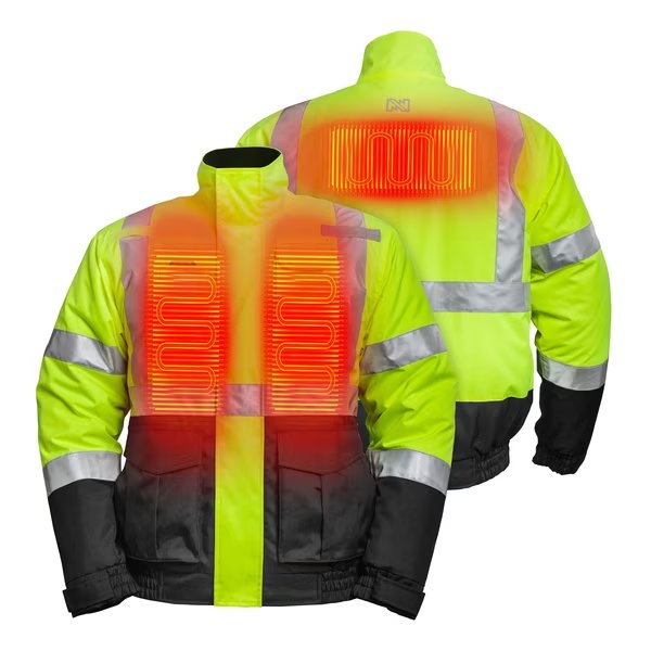 Men's Hi Viz Yellow/Black Heated Jacket, MD, 7.4V, Mobile Warming, Mfr#: MWJ19M04-10-03