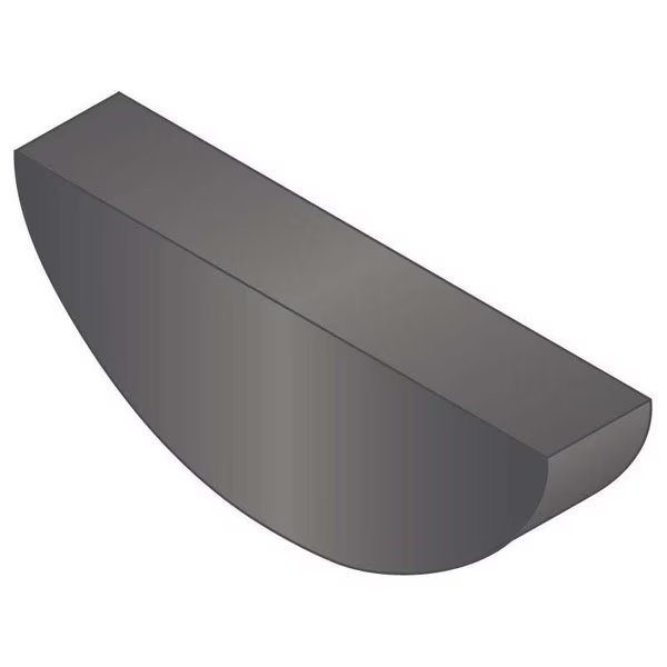 Woodruff Key, 10 x 16 mm Key Size, 16 mm H, Carbon Steel Plain, G.L. Huyett, Mfr#: WKMC-100160