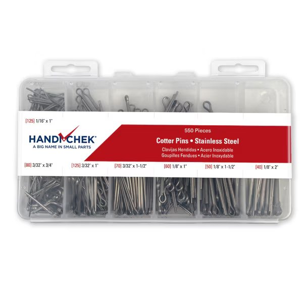Cotter Pin Asst SS PL 550pc Handi-Chek, Handi-Chek, Mfr#: DISP-CPS550HC