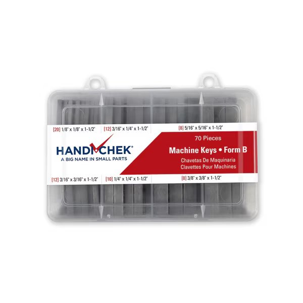 Key Stock and Machine Keys Assortment Key Stock Assortment, Plain, 70 Pieces, Handi-Chek, Mfr#: DISP-MK070HC