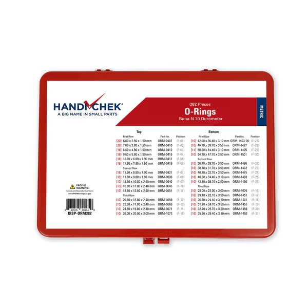 Metric O-Ring Buna N Assort 382pc, Handi-Chek, Mfr#: DISP-ORM382
