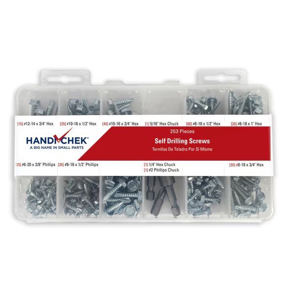 Self Drill Screw Assort 253pc, Handi-Chek, Mfr#: DISP-SCREW253
