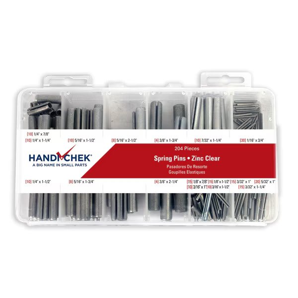 Spring Pin ZC Assort 204pc, Handi-Chek, Mfr#: DISP-SP204