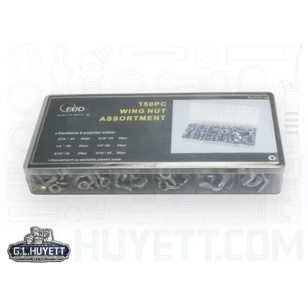 Wing Nut Assort ZC Assort 150pc, G.L. Huyett, Mfr#: DISP-NUTW150