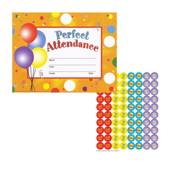 Perfect Attendance Certificates/Reward Seals, PK5, Hayes, Mfr#: VA801-5