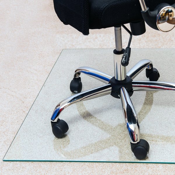 Glaciermat Heavy Duty Glass Chair Mat for Hard Floors & Carpets - 36" x 42", Cleartex, Mfr#: FC123642EG