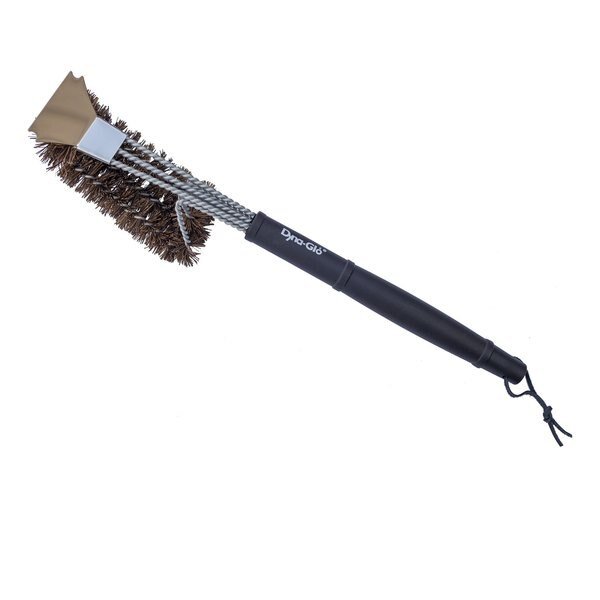 18in Grill Brush w. Palmyra Bristles and Stainless Steel Scraper, Dyna-Glo, Mfr#: DG18GBP-D