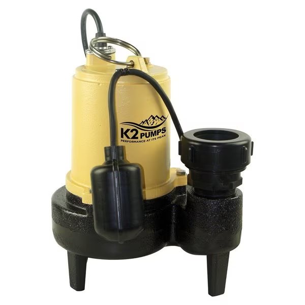 1/2 HP Cast Iron Sewage Pump with Tethered Switch and Quick Connect Fitting, K2 Pumps, Mfr#: SWW05001TPK