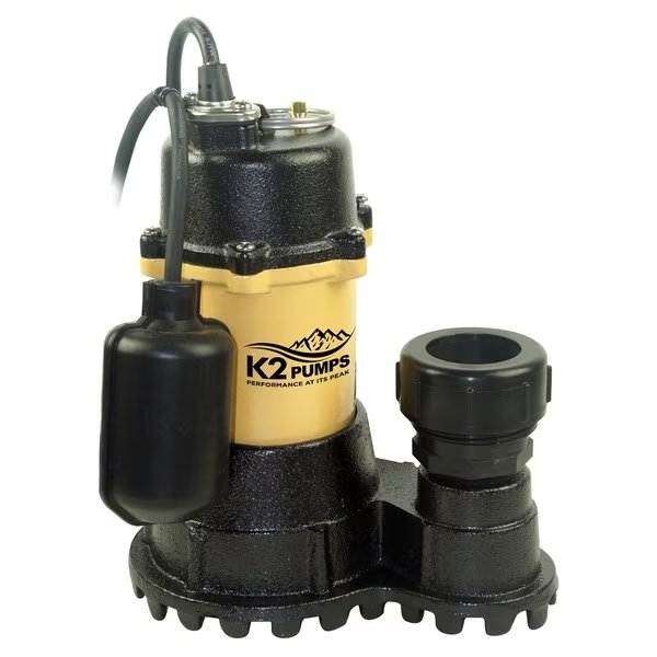 1/2 HP Submersible Sump Pump with Quick Connect Fitting and Tethered Switch, K2 Pumps, Mfr#: SPI05003TPK
