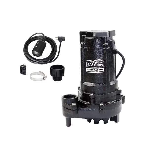 Contractor Series 3/4 HP  Sump and Effluent Pump, Piggyback Tethered, 115 Volt, 11 Amp, Cast Iron, K2 Pumps, Mfr#: SPI07508TPK