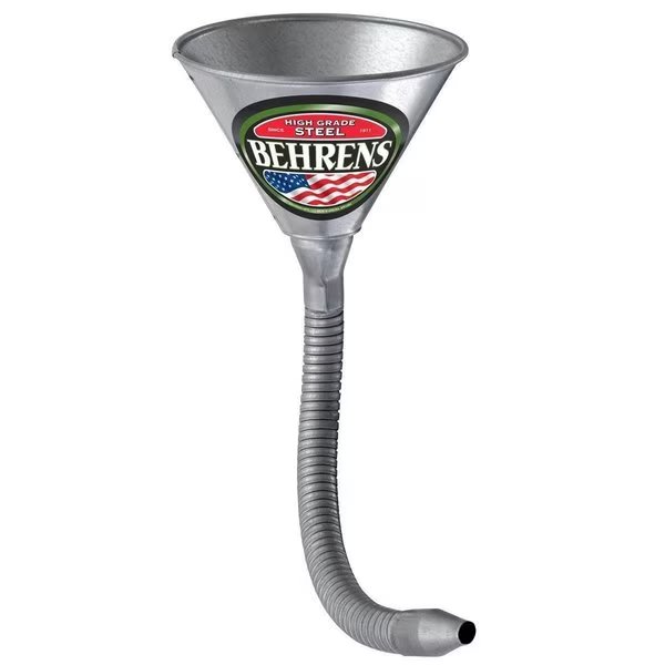 1 Quart Funnel with 14 Inch Flex Spout, Galvanized Steel, Behrens, Mfr#: GF21