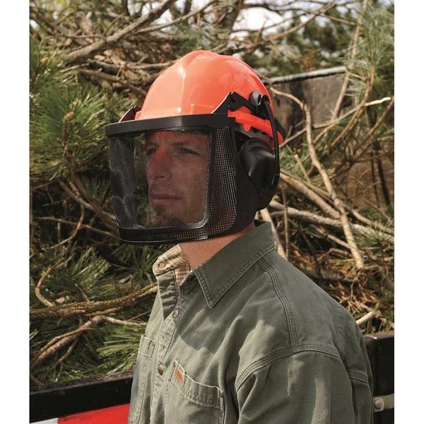 ELVEX Proguard Woodsman's Helmet with Nylon Mesh Visor, Delta Plus, Mfr#: CU-60R