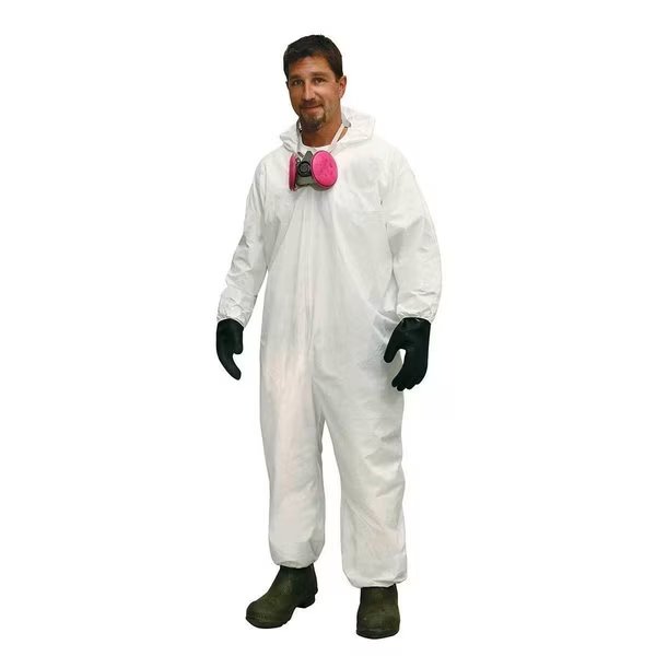 Hooded Disposable Coveralls with Elastic Wrists and Ankles, White 4XL, Keystone Safety, Mfr#: CVL-KG-H-E 4X