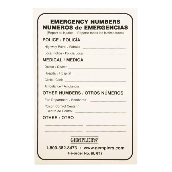 Gempler's Required Emergency Information Self-Adhesive Label, Gemplers, Mfr#: X1584L