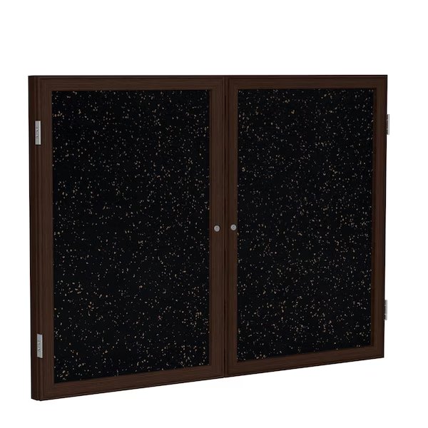 Enclosed Rubber Bulletin Board 36"x48", 2 Door, Ghent, Mfr#: PN23648TR-TN