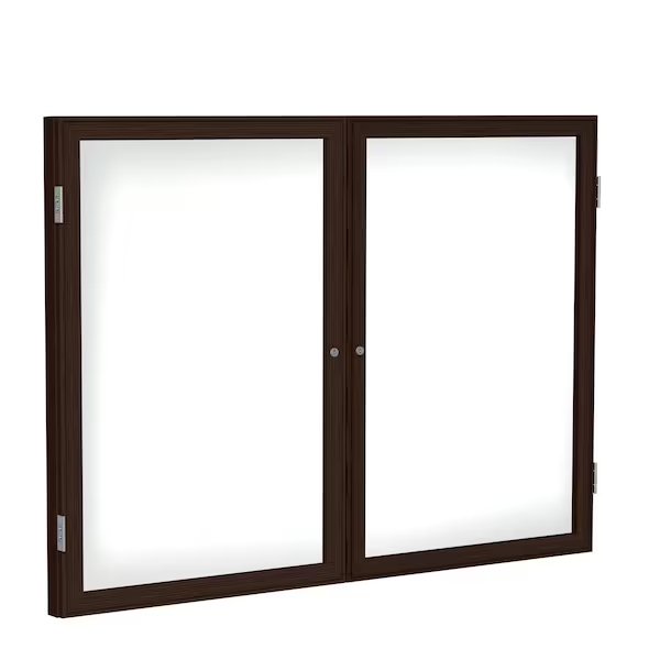 2-Door Enclosed Whiteboard 48"x60", Wood Frame, Walnut, Ghent, Mfr#: PN24860M-M1