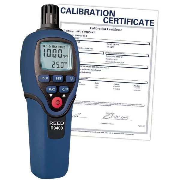 R9400-NIST Carbon Monoxide Meter with Temperature, 1000ppm, Reed Instruments, Mfr#: R9400-NIST