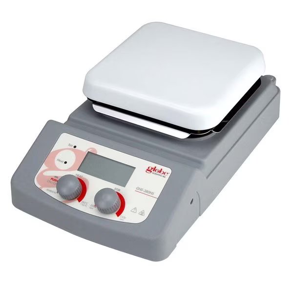 Hotplate Stirrer, Digital, 380C Maximum Temp, 5.5x5.5 inch ceramic coated top plate, 100-120v, 50-60Hz, Globe Scientific, Mfr#: GHS-380HS