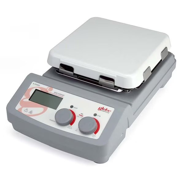 Hotplate Stirrer, Digital, 550C MaxTemp, 7x7" glass ceramic  top plate, w/RS232 port, 100-120v, 50-60Hz, Globe Scientific, Mfr#: GHS-550HSP