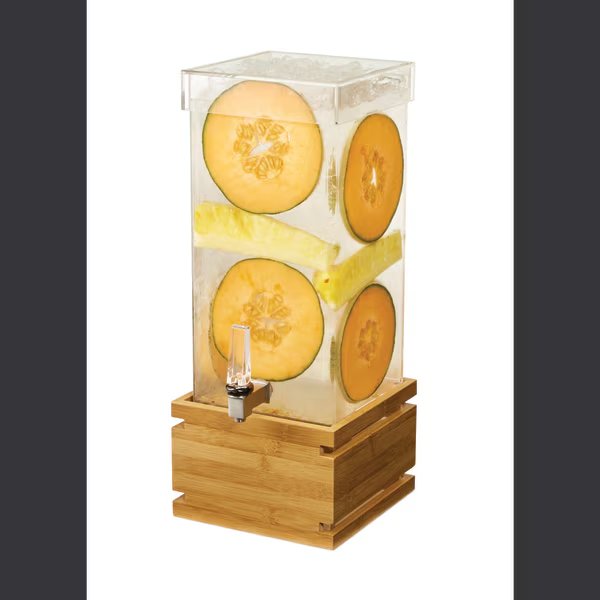 Square 4 Gal. Beverage Dispenser with Bamboo Base and Capped Lid, 1 EA, Rosseto Serving Solutions, Mfr#: LD180