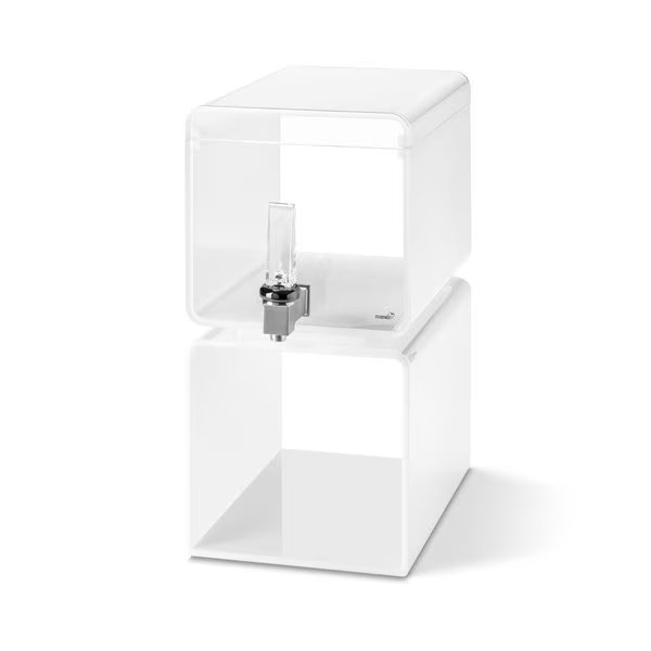 Lucid Cuboid 2 Gal. White Acrylic Beverage Dispenser, 1 EA, Rosseto Serving Solutions, Mfr#: LD187
