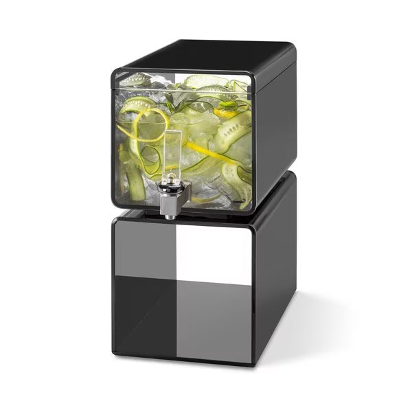 Lucid Cuboid 2 Gal. Black Acrylic Beverage Dispenser, 1 EA, Rosseto Serving Solutions, Mfr#: LD188
