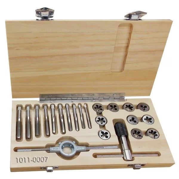 22 Piece 1/4-1/2" High Speed Steel Tap & Die Set In Wood Case, Hhip, Mfr#: 1011-0007