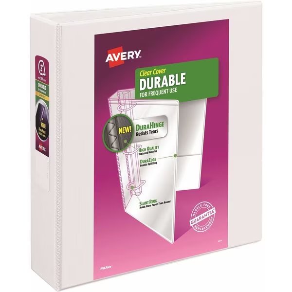 Binder, Durable View, Slant Rings, 2", White, Avery, Mfr#: 17032