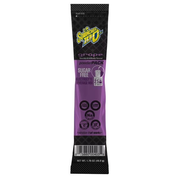 Sports Drink Mix, 1.76 oz., Mix Powder, Sugar Free, Grape, 8 PK, Sqwincher, Mfr#: 159016804