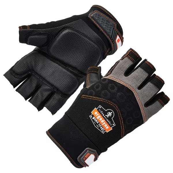 Half Finger Mechanics Impact Gloves, 2XL, Black, Breathable Spandex, Proflex By Ergodyne, Mfr#: 900