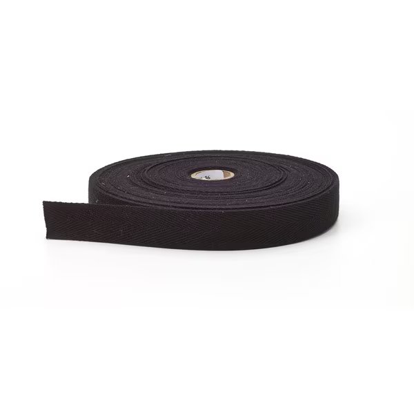 Twill Tape, 1 In Wide, 36 Yds, Black, Pearl, Mfr#: 1900-9999-1-36