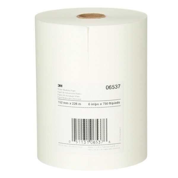 White Masking Paper, 06537, 6"x750ft, 6, PK6, 3M, Mfr#: 06537