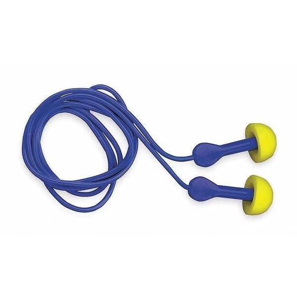 E-A-R EXPRESS Pod Plugs Reusable Corded Ear Plugs, Pod Shape, NRR 25 dB, M, Yellow, 100 Pairs, 3M, Mfr#: 311-1114
