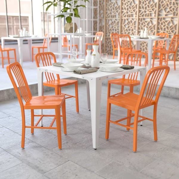 Gael Commercial Grade 2 Pack Orange Metal Indoor-Outdoor Chair, Flash Furniture, Mfr#: 2-CH-61200-18-OR-GG