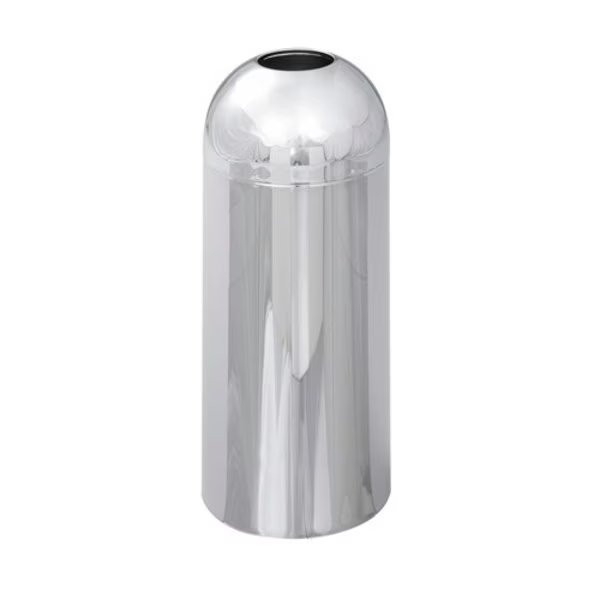 15 gal Round Trash Can, Chrome, 15" Dia, Open Top, Puncture-Resistant Steel, Safco, Mfr#: 9875