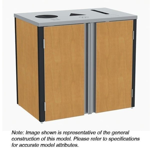 Laminate Waste/Recycle Station-Top Access;2-Refuse, 1-Recycle, 1-Paper, Lakeside, Mfr#: 3418